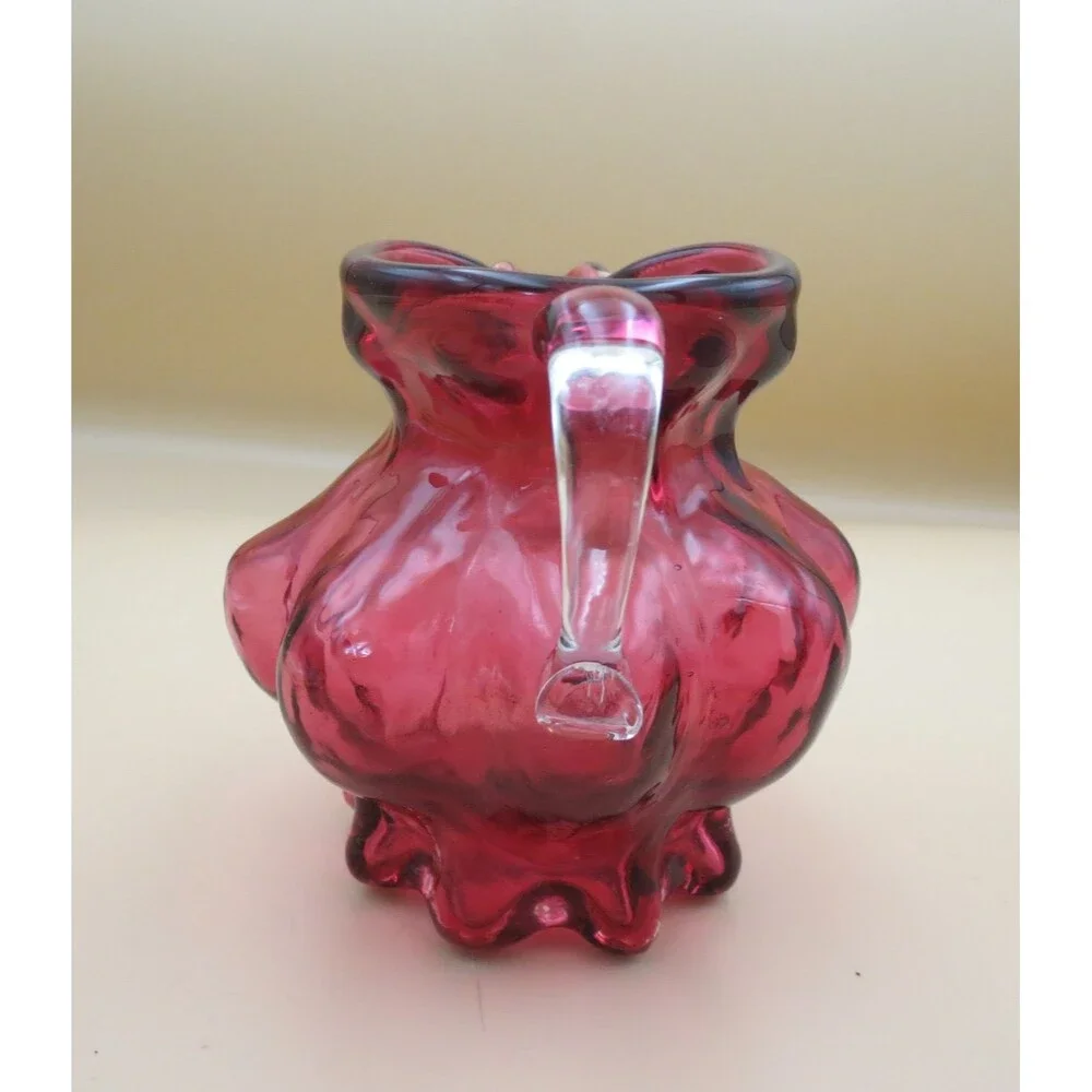 Unbranded Small Cranberry Melon Glass Pitcher